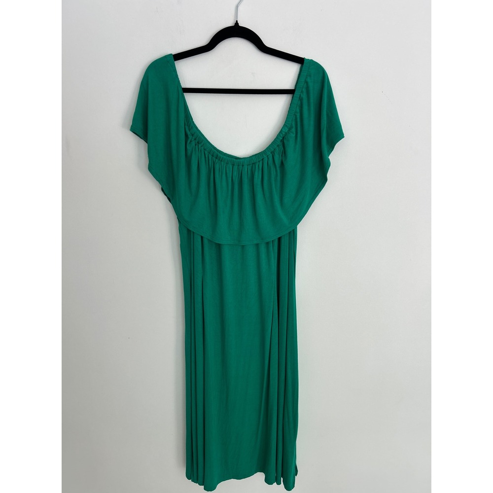Lane Bryant Green Off The Shoulder Ruffle Flounce Midi Dress Plus Size 26/28